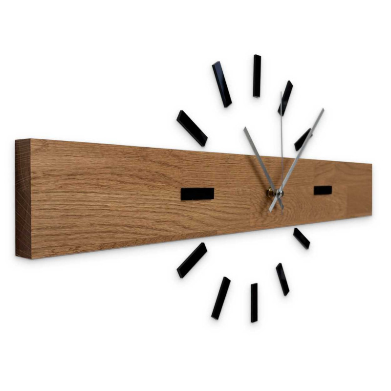 Simple and inexpensive wooden clock as a universal wall decoration.