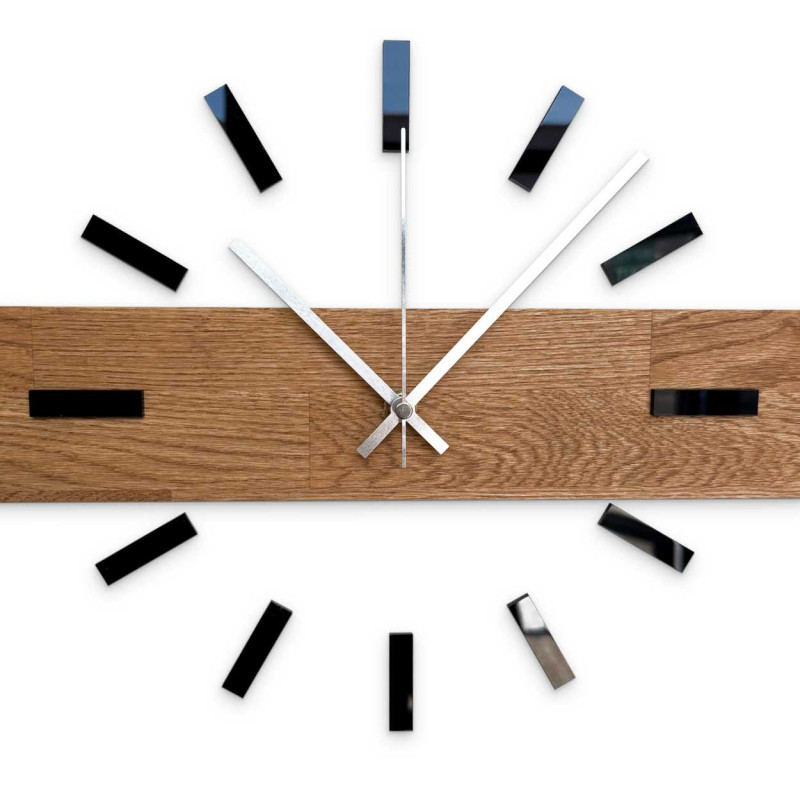 Large wooden clock with a modern design for everyday use.