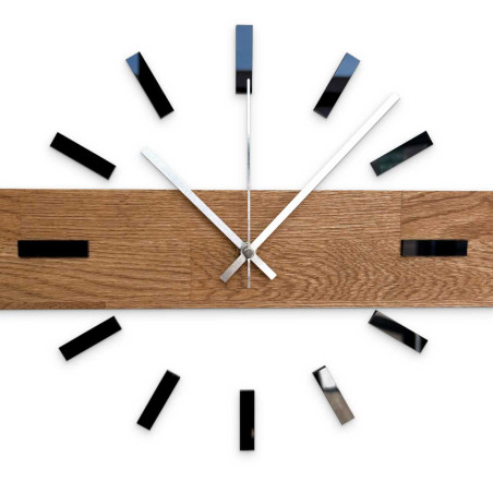 Large wooden clock with a modern design for everyday use.