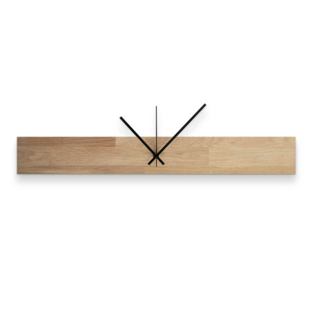 Narrow wooden clock with natural texture and soft shine