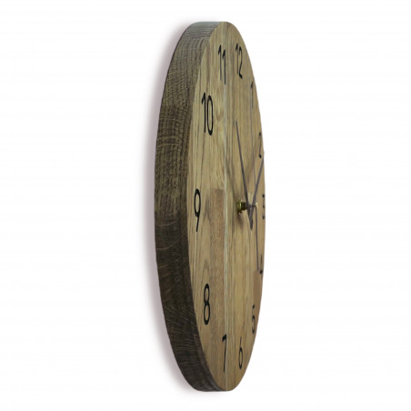 Wooden wall clock made of oak wood