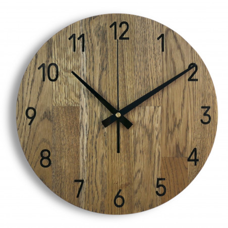 Oak wall clock, modern minimalist design, quiet operation