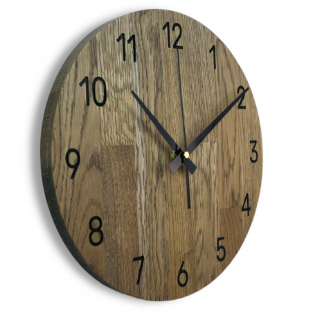 Wooden wall clock made of oak wood