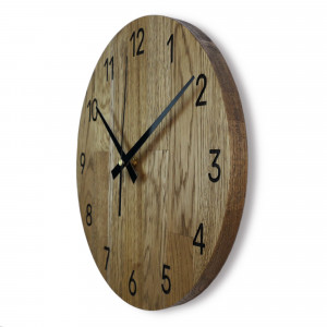 Wooden wall clock made of oak wood