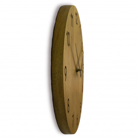 Oak wall clock, modern minimalist design, quiet operation