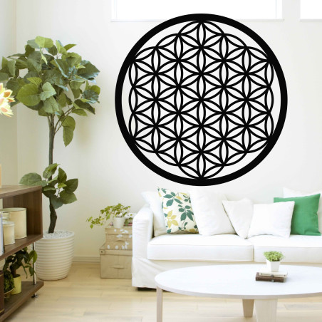 Wooden wall decoration Flower of Life, sacred geometry mandala.