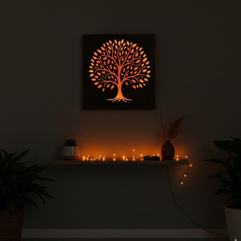 LED picture Tree of Life - wooden decoration with backlight