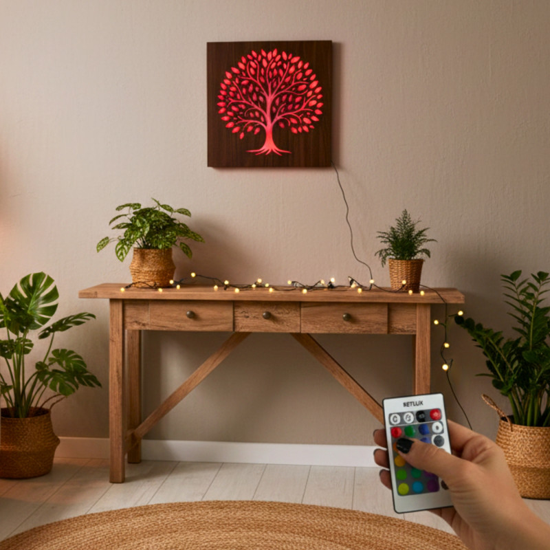LED picture Tree of Life - wooden decoration with backlight