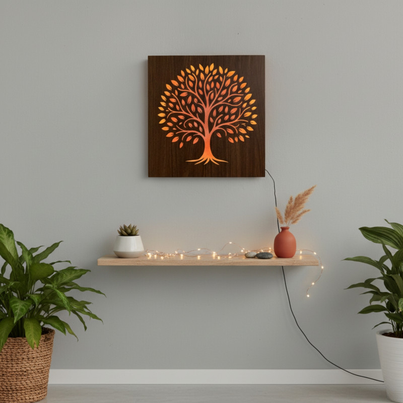LED picture Tree of Life - wooden decoration with backlight