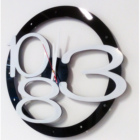 Modern wall clock made of plastic. Own production, X-momo Modern wall clock made of plastic. Own production, X-momo
