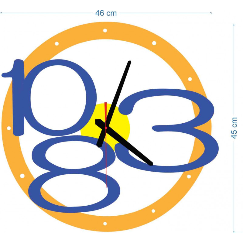 Dimensions of wall clocks made of plastic. Trendy clocks as a picture.