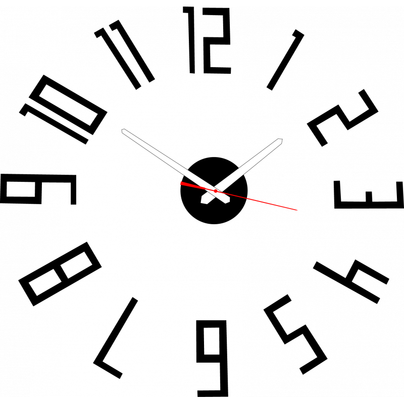 Modern wall clock made of plastic. Own production, X-momo