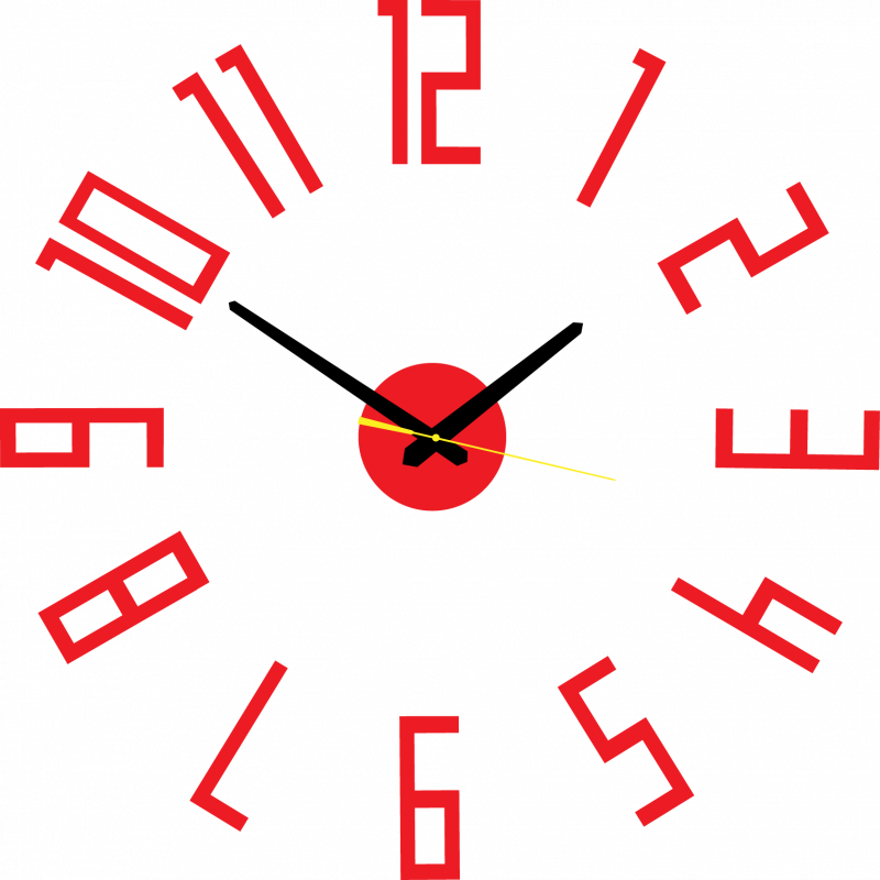 Modern wall clock made of plastic. Own production, X-momo