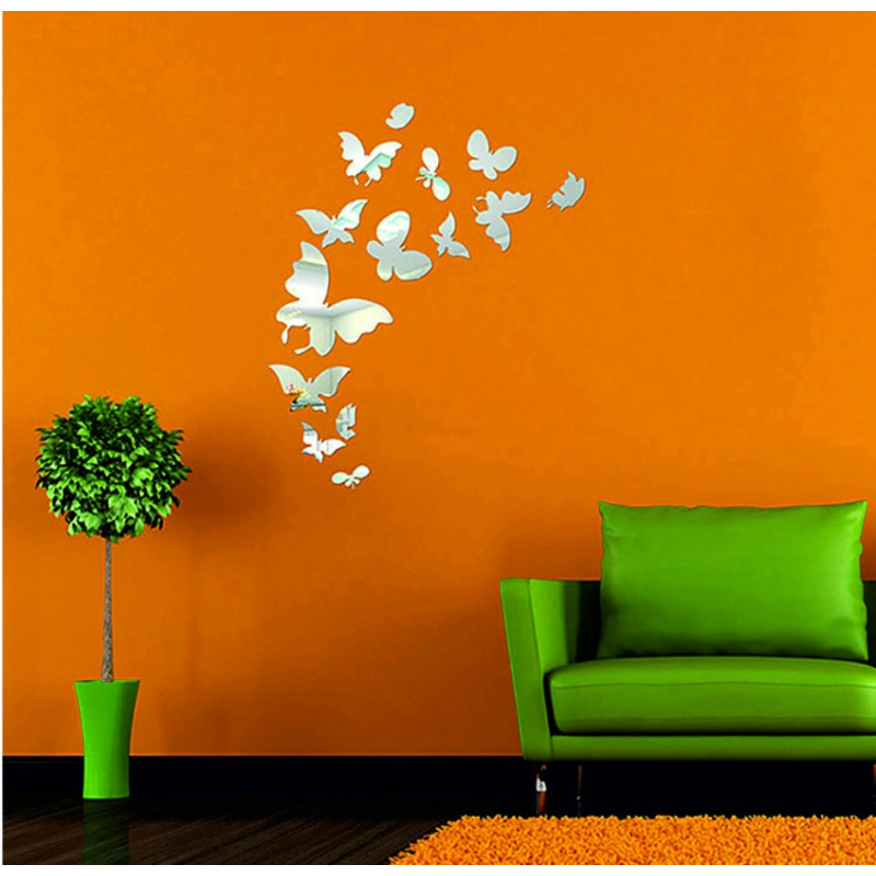 Decorative mirrors. Great 3D adhesive wall clock, modern 3D clock on the wall. Wall clock for the kitchen and the living room.on