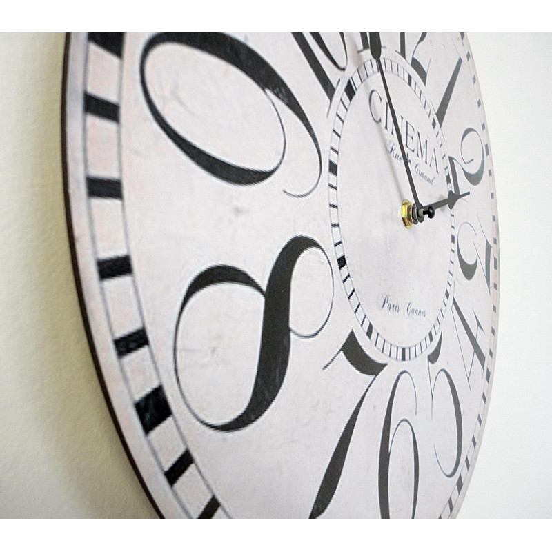 Wooden clock cinema MDF. Diameter 34 cm.