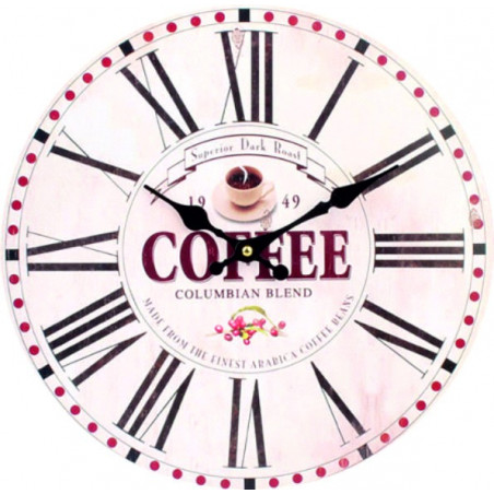 Wall clock made of wood early coffee cup MDF . Fi 34 cm