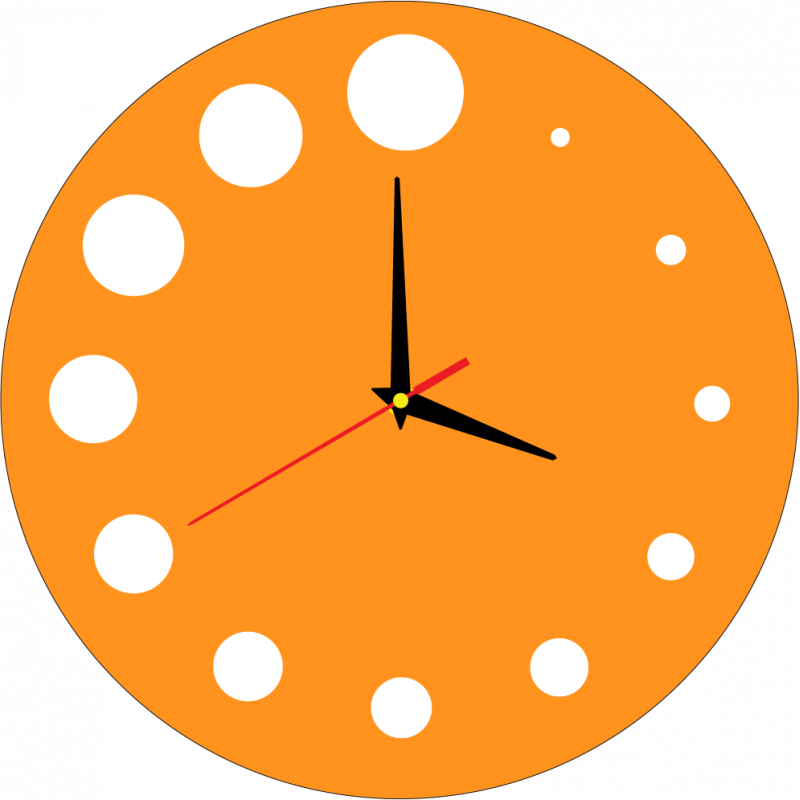 Modern wall clock made of plastic. Own production, X-momo