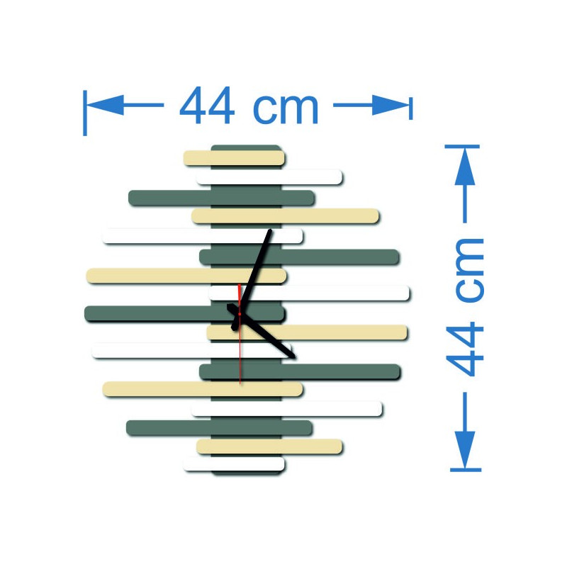 Dimensions of wall clocks made of plastic. Trendy clock as a picture.