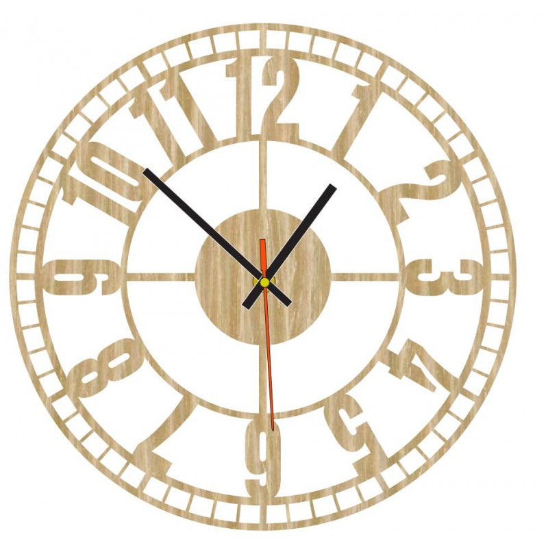 Modern wall clock, wall clock made of wood, plywood