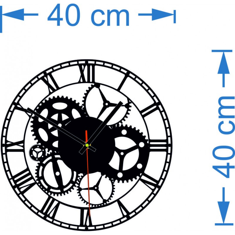 Dimensions of wall clocks made of plastic. Trendy clock as a picture.