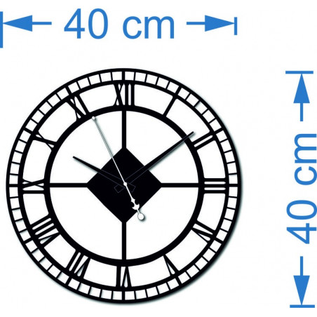 Dimensions of wall clocks made of plastic. Trendy clock as a picture.
