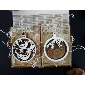 Wood and plastic decorations, Christmas decorations, wooden vintage accessories 2