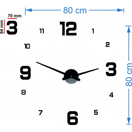 Dimensions of wall sticker clock, desing wall clock