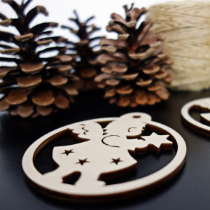 Christmas decorations made of wood, size: 79x90 mm 2