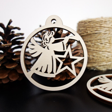 Christmas ornament made of wood - Angel, size: 79x90 mm