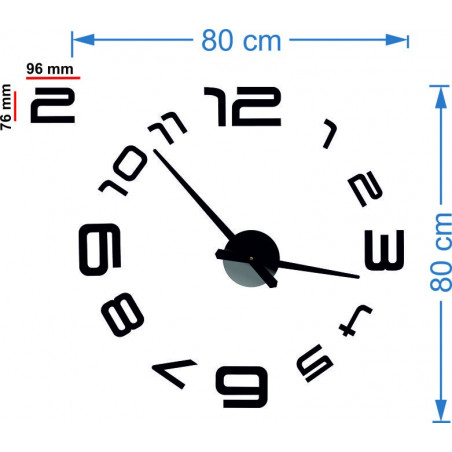 Dimensions of wall sticker clock, desing wall clock