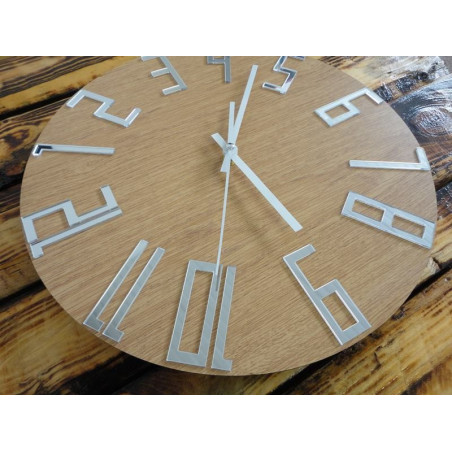 Modern wall clock, wall clock made of wood, plywood