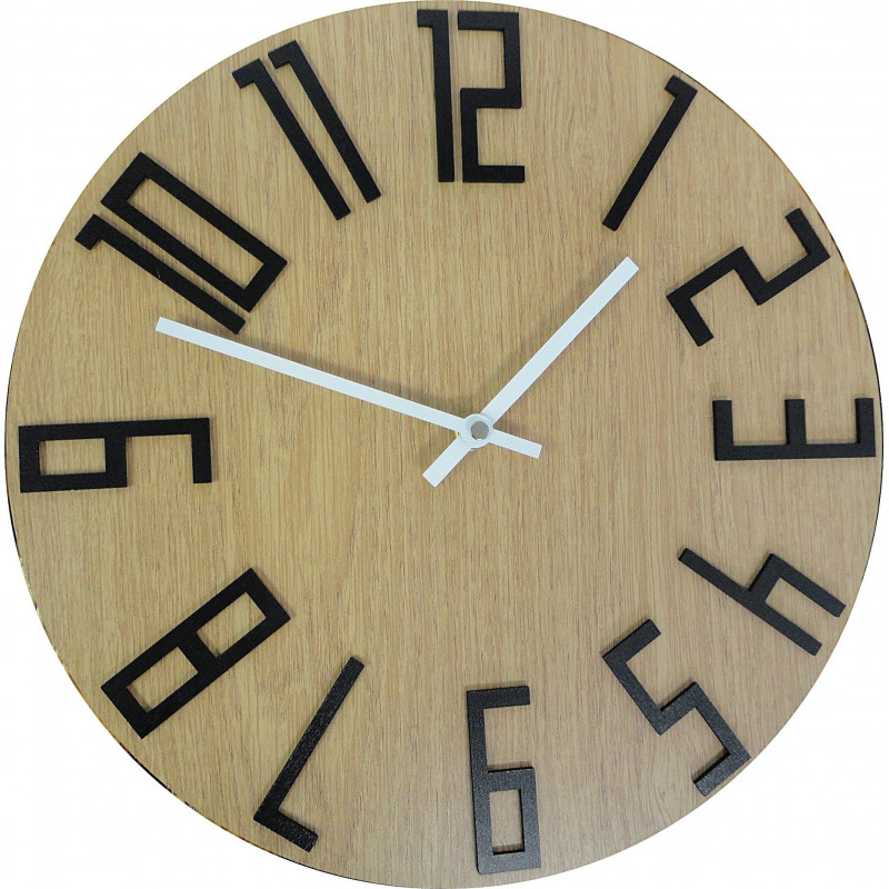 Modern wall clock, wall clock made of wood, plywood