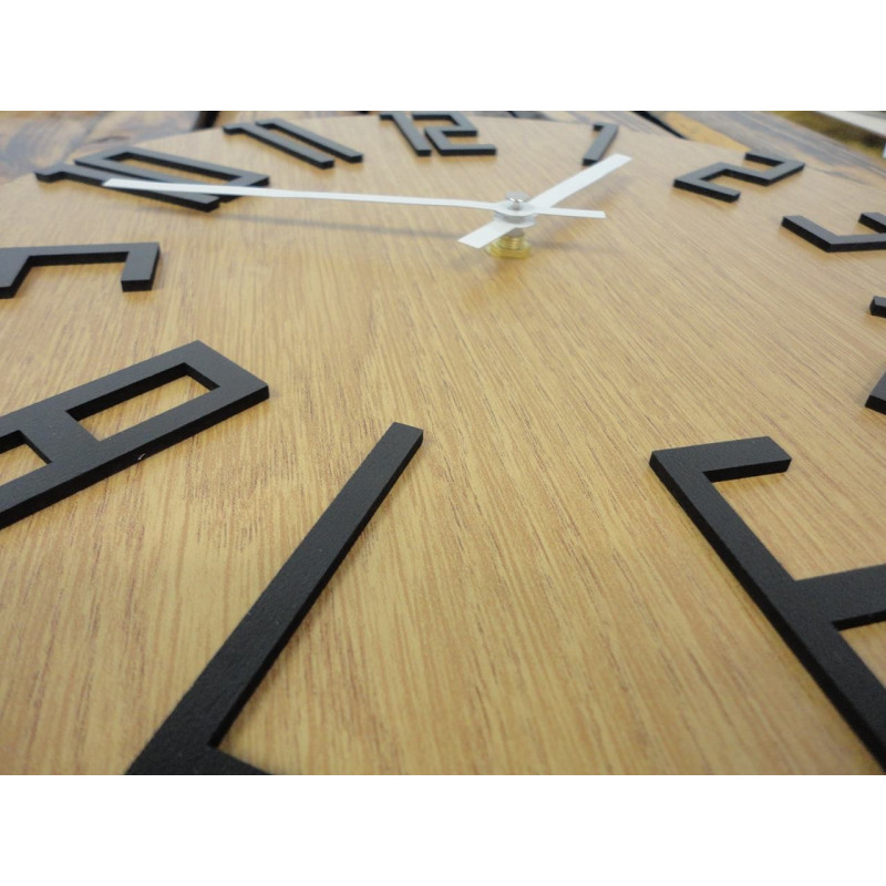 Modern wall clock, wall clock made of wood, plywood