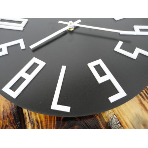 Wooden wall clock made of HDF black - white numbers 2