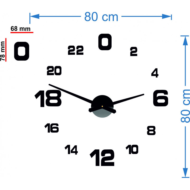 Adhesive wall clock, luxury wall clock, plastic clock