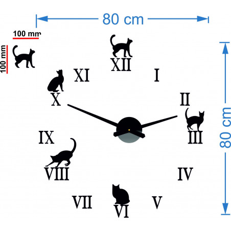 Dimensions of wall sticker clock, desing wall clock