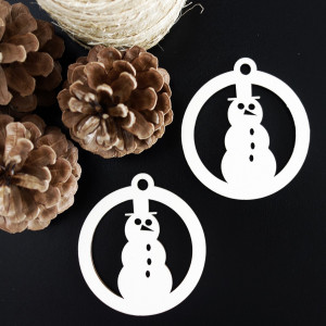 Snowman - wooden Christmas ornament, size: 79x90 mm
