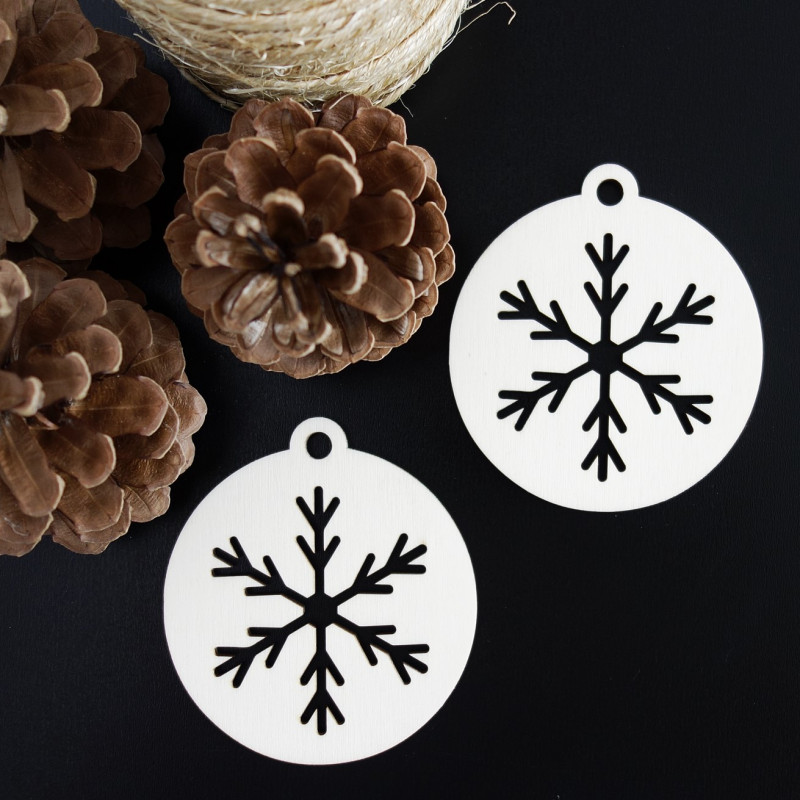 Snowflake - wooden ornament, size: 79x90 mm