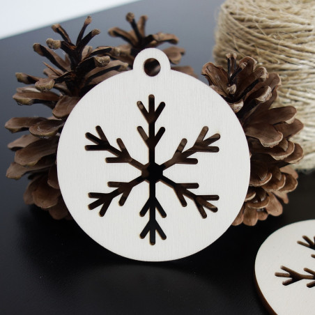 Snowflake-decoration made of wood, size: 79x90 mm