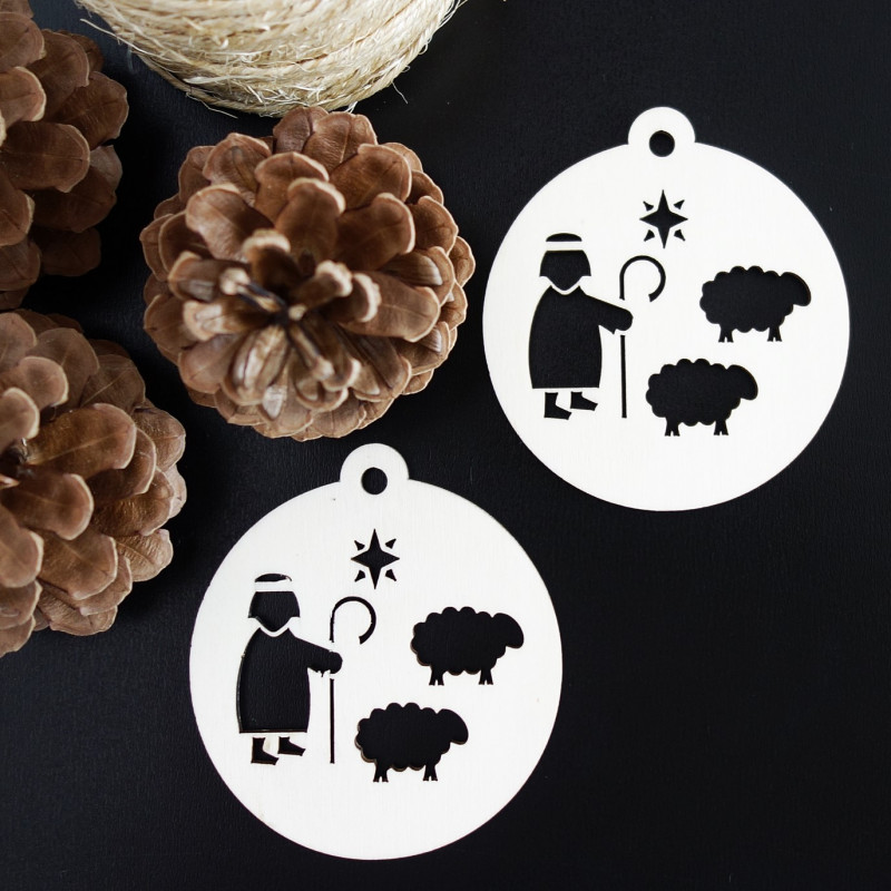 Christmas ornament made of wood - Shepherd, size: 79x90 mm