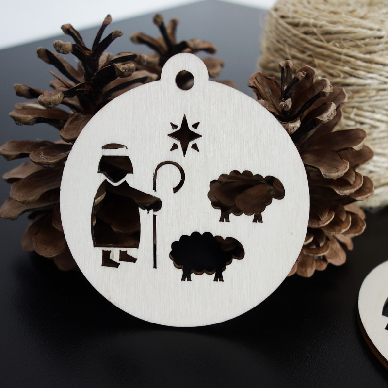 Christmas ornament made of wood - Shepherd, size: 79x90 mm