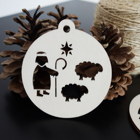 Christmas ornament made of wood - Shepherd, size: 79x90 mm Christmas ornament made of wood - Shepherd, size: 79x90 mm