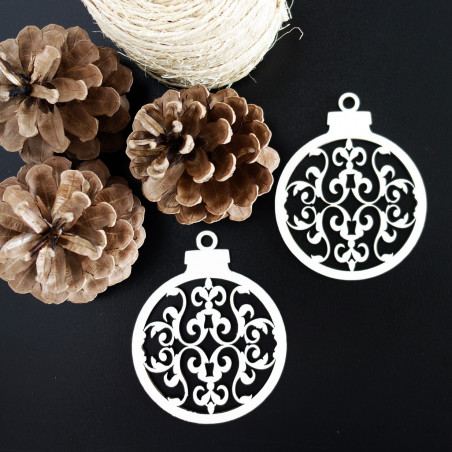 Wooden ornament-Christmas ball, size: 79x90 mm