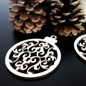 Wooden ornament-Christmas ball, size: 79x90 mm 2