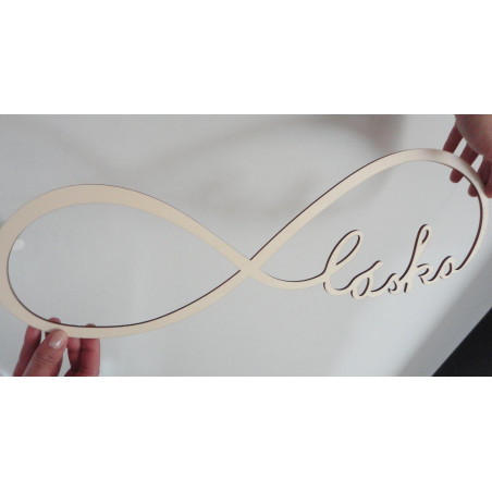 Wooden inscription. Neverending love. Size: 500x 164 mm