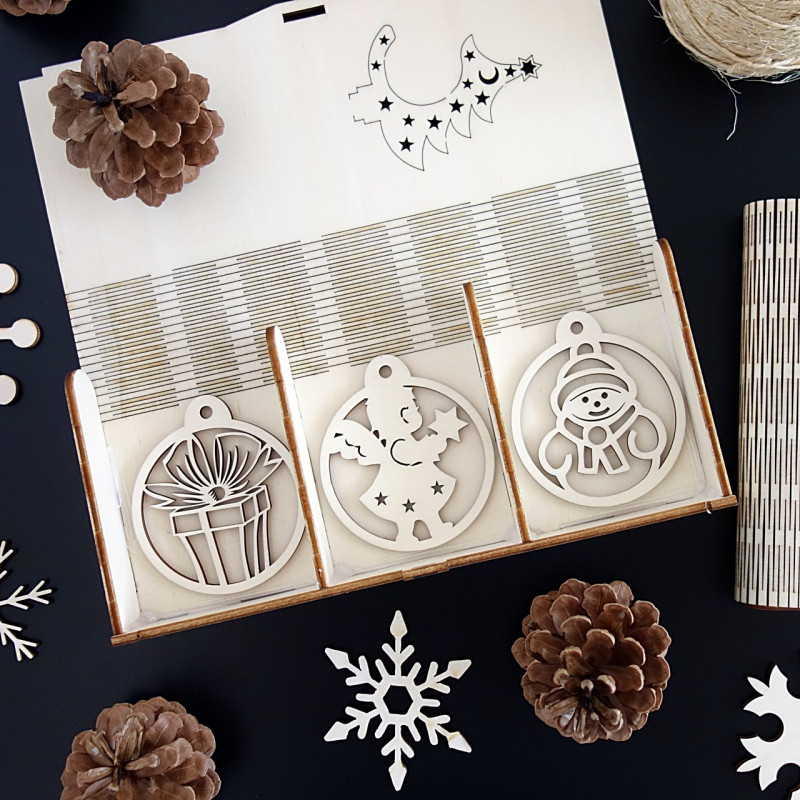 Wooden Christmas decorations, 1 set-18 pieces