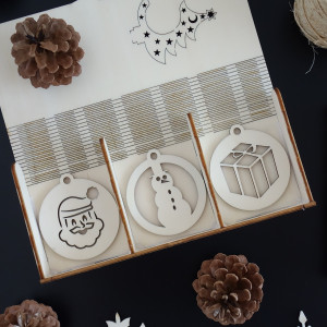 Wooden Christmas tree ornaments, 1 set-18 pieces 2