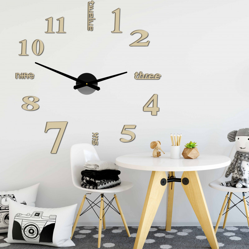 Modern wall clock seven 2D plexiglass MIRROR