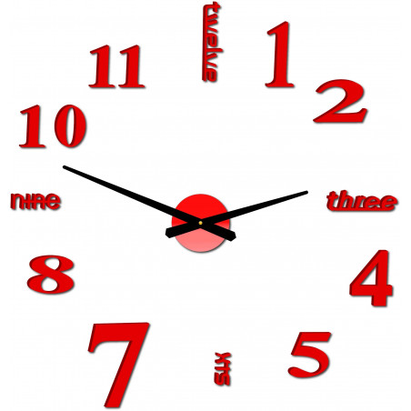 Modern wall clock seven 2D plexiglass MIRROR