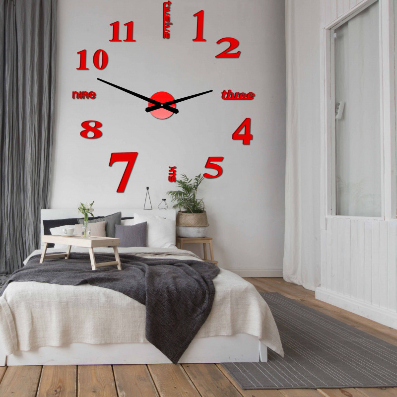 Modern wall clock seven 2D plexiglass MIRROR